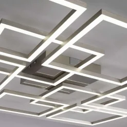 Plafonnier Paul-Neuhaus Q-Inigo Led Acier Brosse, 7 Lumieres, Telecommandes