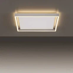 Plafonnier Paul-Neuhaus Q-Kaan Led Acier Brosse, 2 Lumieres, Telecommandes