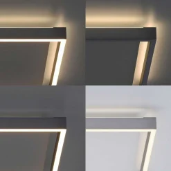 Plafonnier Paul-Neuhaus Q-Kaan Led Acier Brosse, 2 Lumieres, Telecommandes