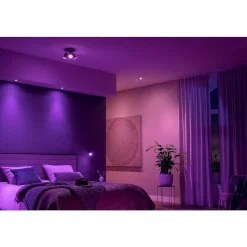 Plafonnier Philips Hue Fugato Led Noir, 1 Lumiere, Changeur De Couleurs