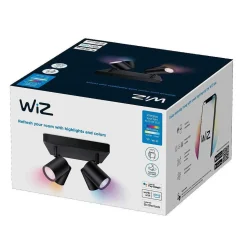 Plafonnier Philips Wiz Imageo Led Noir, 4 Lumieres, Changeur De Couleurs