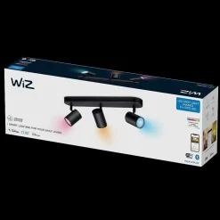 Plafonnier Philips Wiz Imageo Led Noir, 3 Lumieres, Changeur De Couleurs