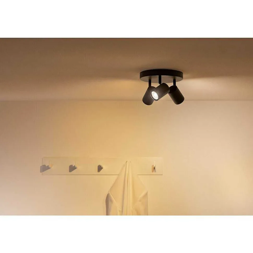 Plafonnier Philips Wiz Imageo Led Noir, 3 Lumieres, Changeur De Couleurs