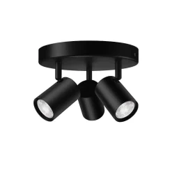 Plafonnier Philips Wiz Imageo Led Noir, 3 Lumieres, Changeur De Couleurs
