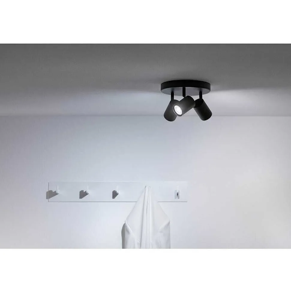 Plafonnier Philips Wiz Imageo Led Noir, 3 Lumieres, Changeur De Couleurs