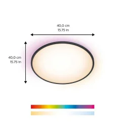 Plafonnier Philips Wiz Rune Led Noir, Blanc, 1 Lumiere, Changeur De Couleurs