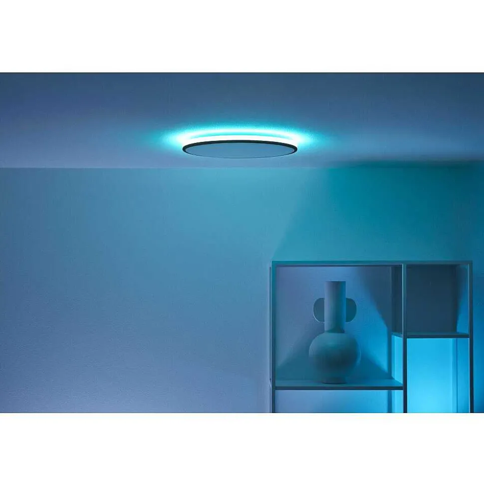 Plafonnier Philips Wiz Rune Led Noir, Blanc, 1 Lumiere, Changeur De Couleurs