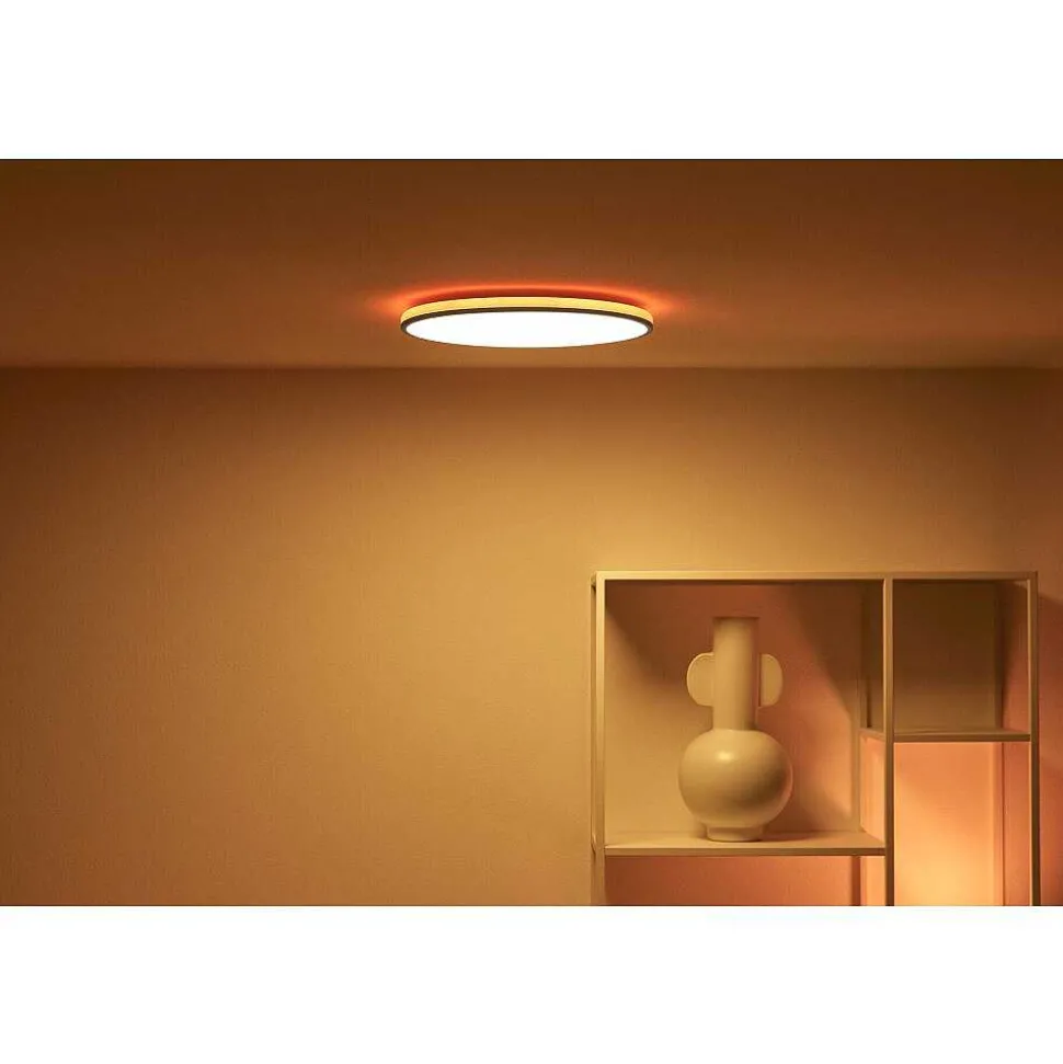 Plafonnier Philips Wiz Rune Led Noir, Blanc, 1 Lumiere, Changeur De Couleurs