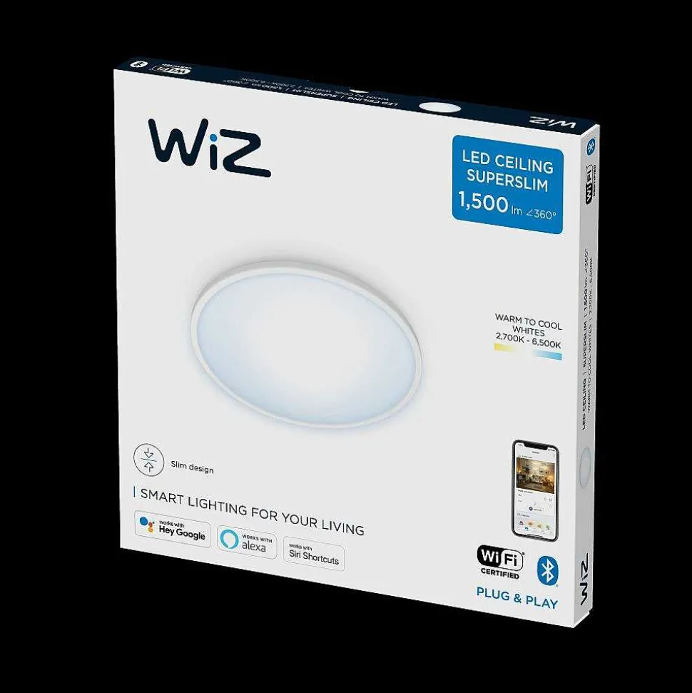 Plafonnier Philips Wiz Super Slim Led Blanc, 1 Lumiere