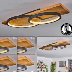 Plafonnier Pompu Led Ecru, Noir, 1 Lumiere