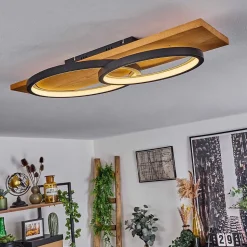 Plafonnier Pompu Led Ecru, Noir, 1 Lumiere