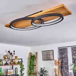 Plafonnier Pompu Led Ecru, Noir, 1 Lumiere