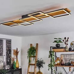 Plafonnier Pompu Led Ecru, Noir, 1 Lumiere