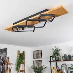 Plafonnier Pompu Led Ecru, Noir, 1 Lumiere