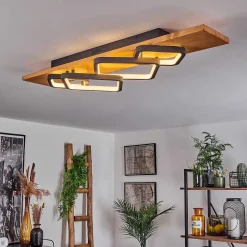 Plafonnier Pompu Led Ecru, Noir, 1 Lumiere