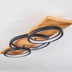 Plafonnier Pompu Led Ecru, Noir, 1 Lumiere