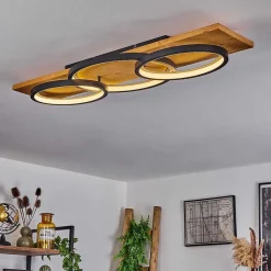 Plafonnier Pompu Led Ecru, Noir, 1 Lumiere