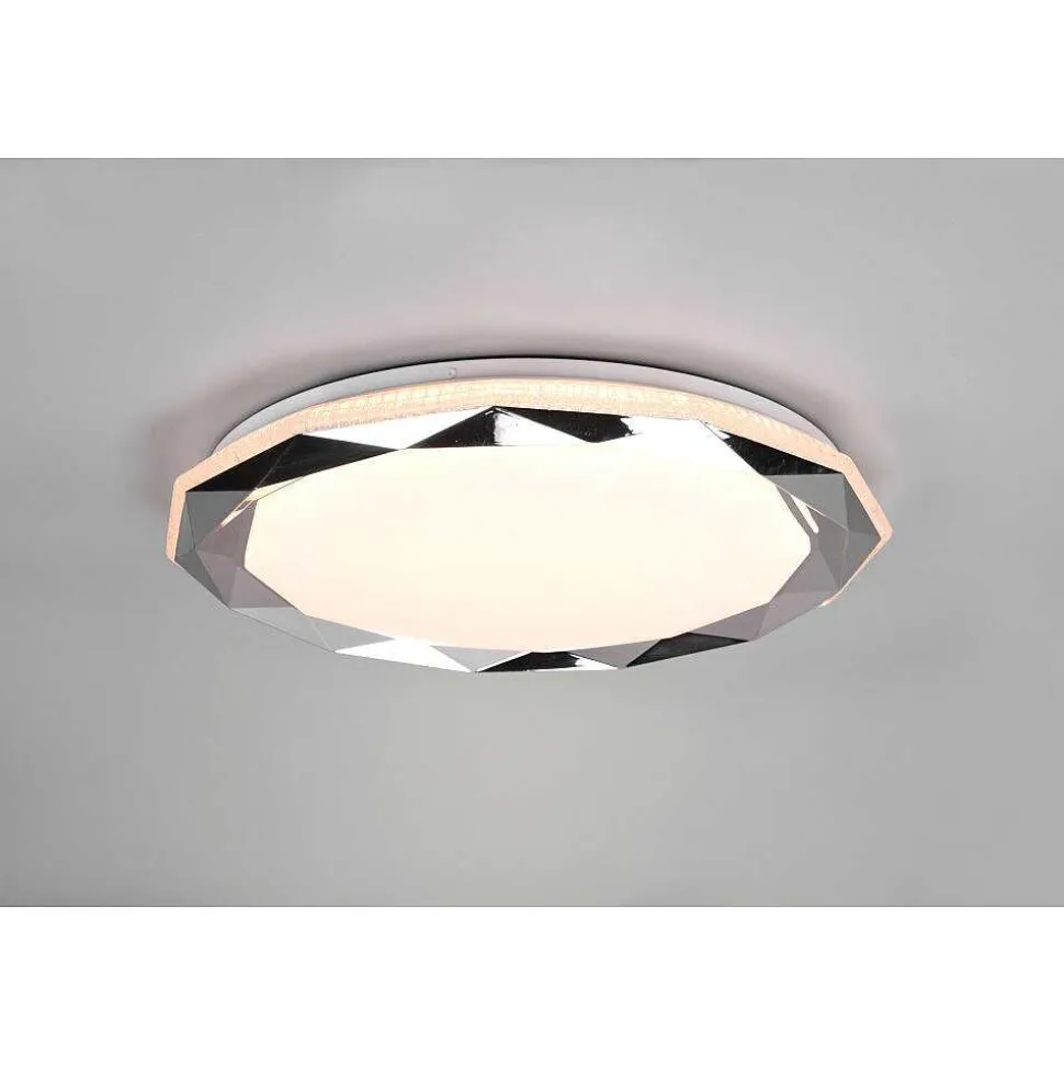 Plafonnier Reality Ando Led Chrome, 1 Lumiere, Telecommandes
