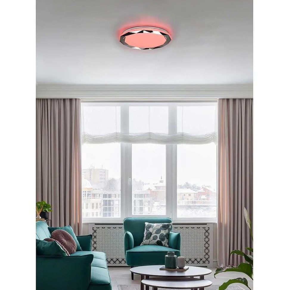 Plafonnier Reality Ando Led Chrome, 1 Lumiere, Telecommandes