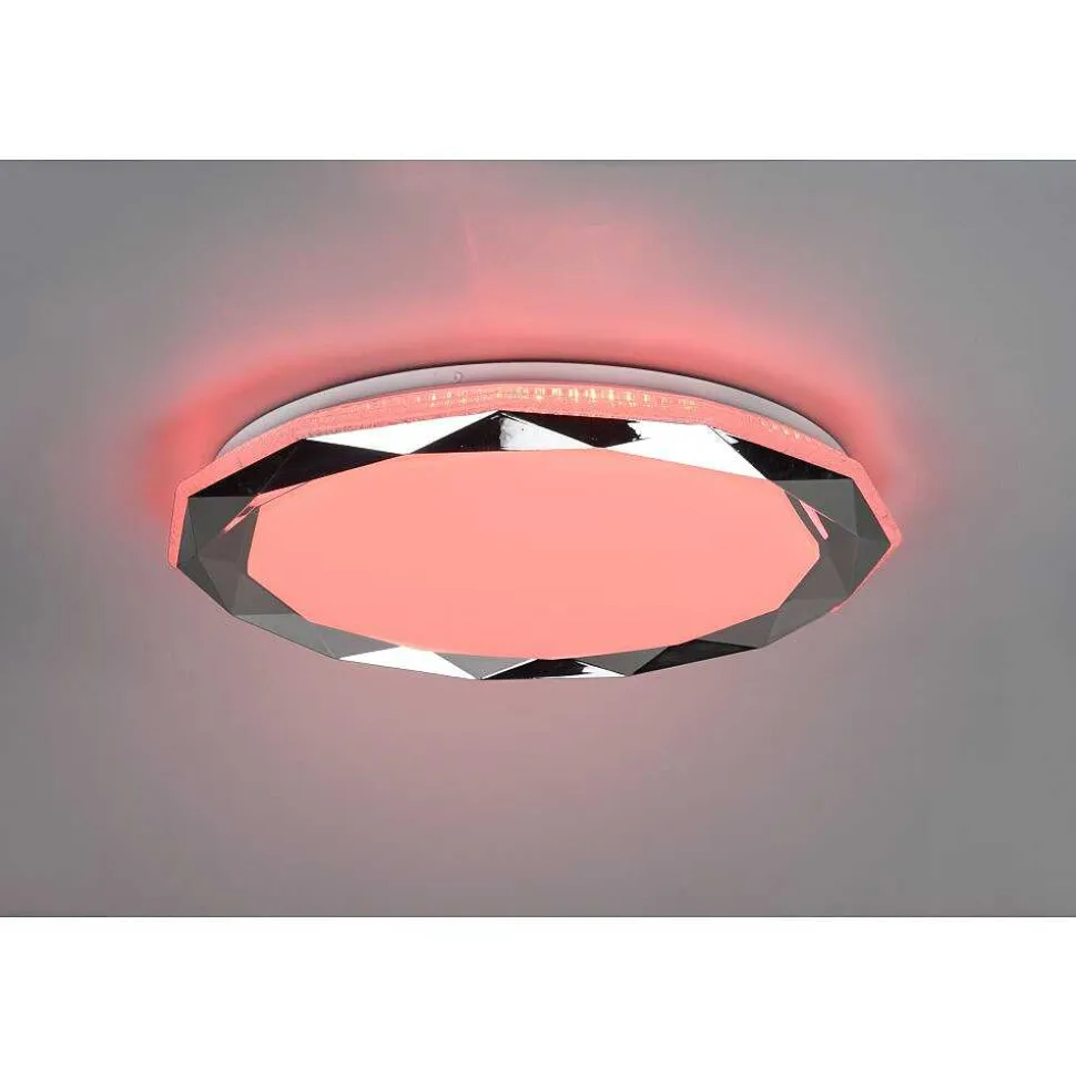 Plafonnier Reality Ando Led Chrome, 1 Lumiere, Telecommandes