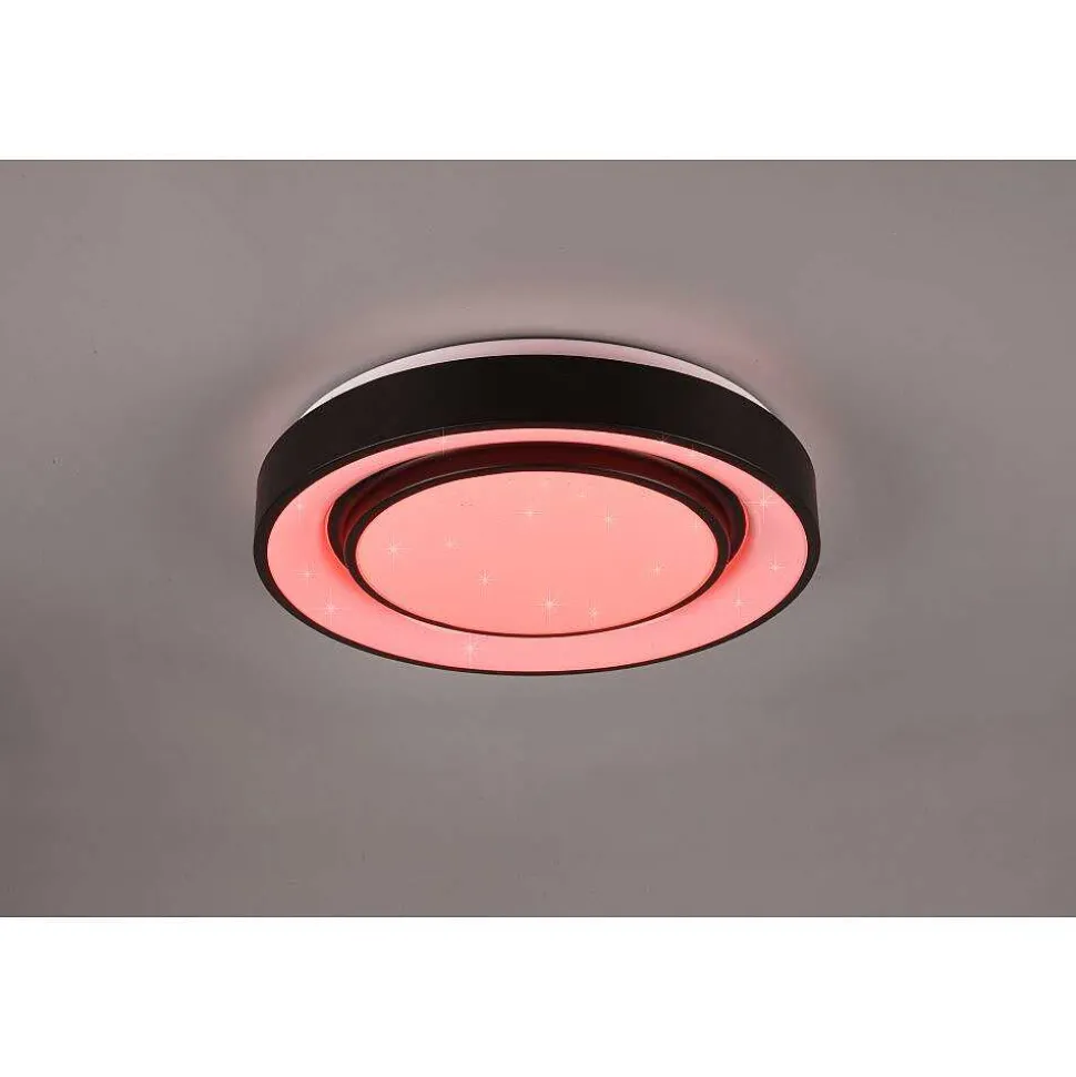 Plafonnier Reality Mona Led Noir, 1 Lumiere, Changeur De Couleurs