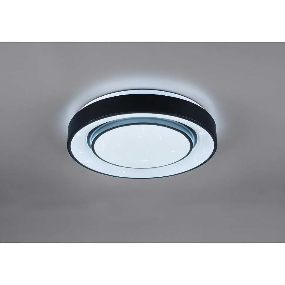 Plafonnier Reality Mona Led Noir, 1 Lumiere, Changeur De Couleurs