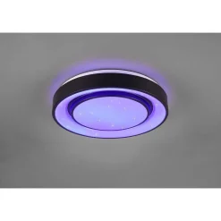Plafonnier Reality Mona Led Noir, 1 Lumiere, Changeur De Couleurs