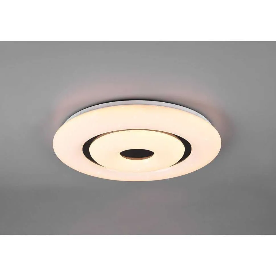 Plafonnier Reality Rana Led Noir, Blanc, 1 Lumiere, Telecommandes, Changeur De Couleurs