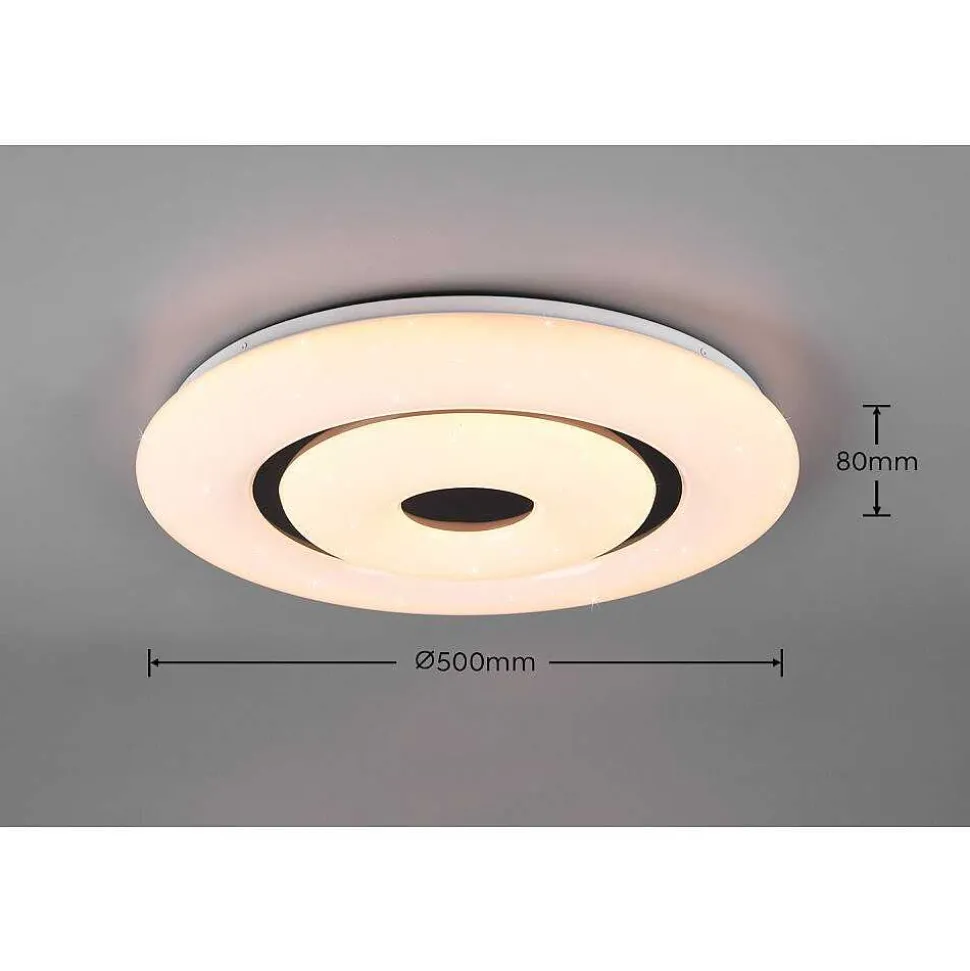 Plafonnier Reality Rana Led Noir, Blanc, 1 Lumiere, Telecommandes, Changeur De Couleurs