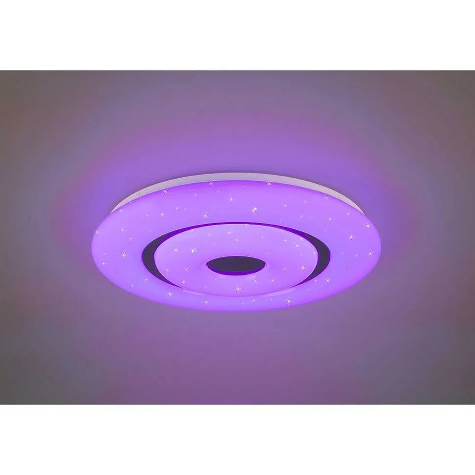 Plafonnier Reality Rana Led Noir, Blanc, 1 Lumiere, Telecommandes, Changeur De Couleurs