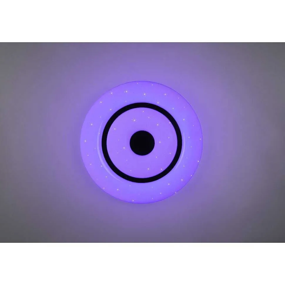 Plafonnier Reality Rana Led Noir, Blanc, 1 Lumiere, Telecommandes, Changeur De Couleurs