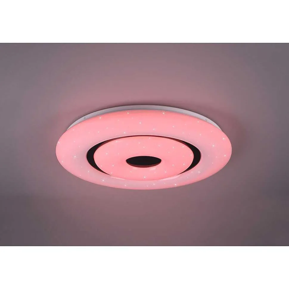 Plafonnier Reality Rana Led Noir, Blanc, 1 Lumiere, Telecommandes, Changeur De Couleurs