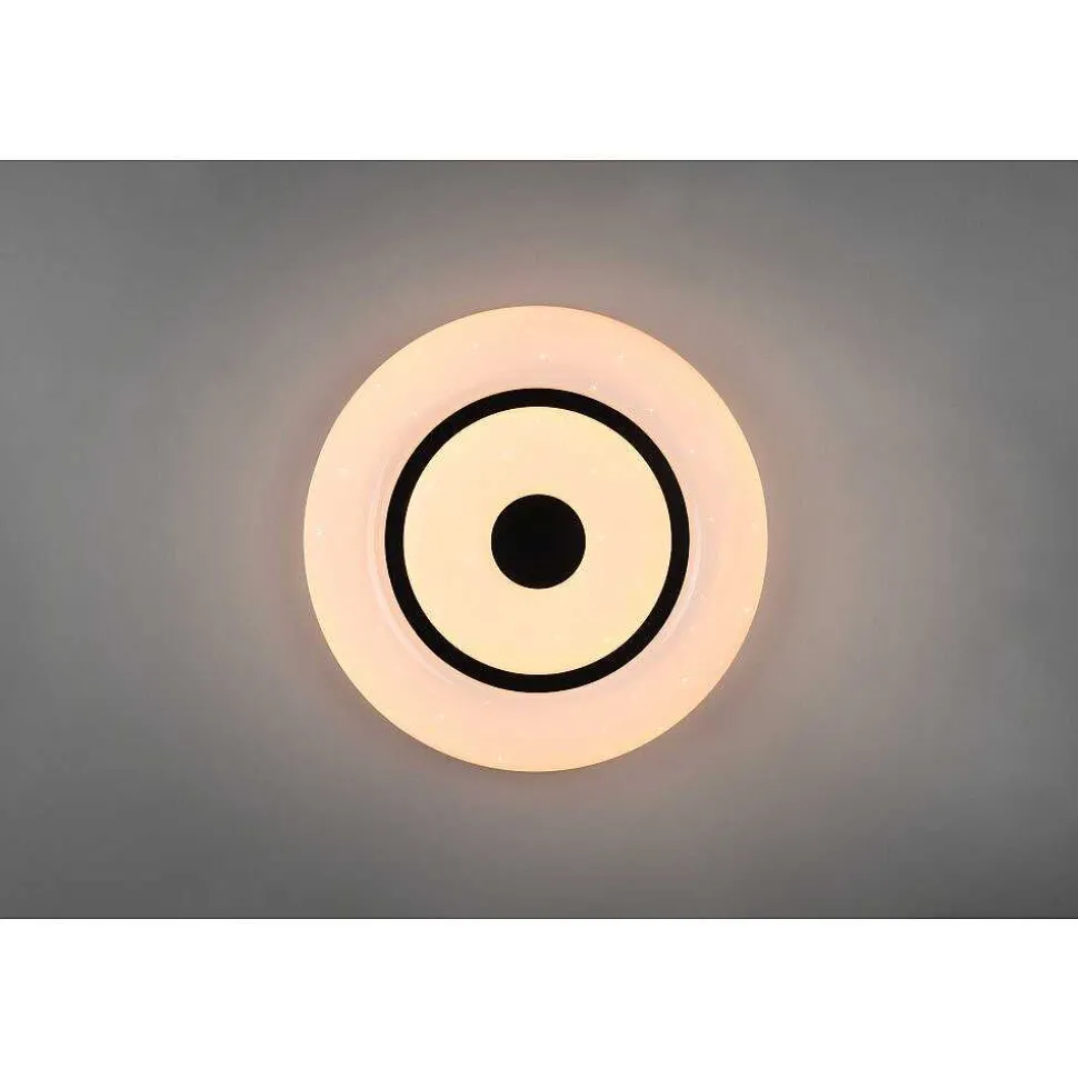 Plafonnier Reality Rana Led Noir, Blanc, 1 Lumiere, Telecommandes, Changeur De Couleurs