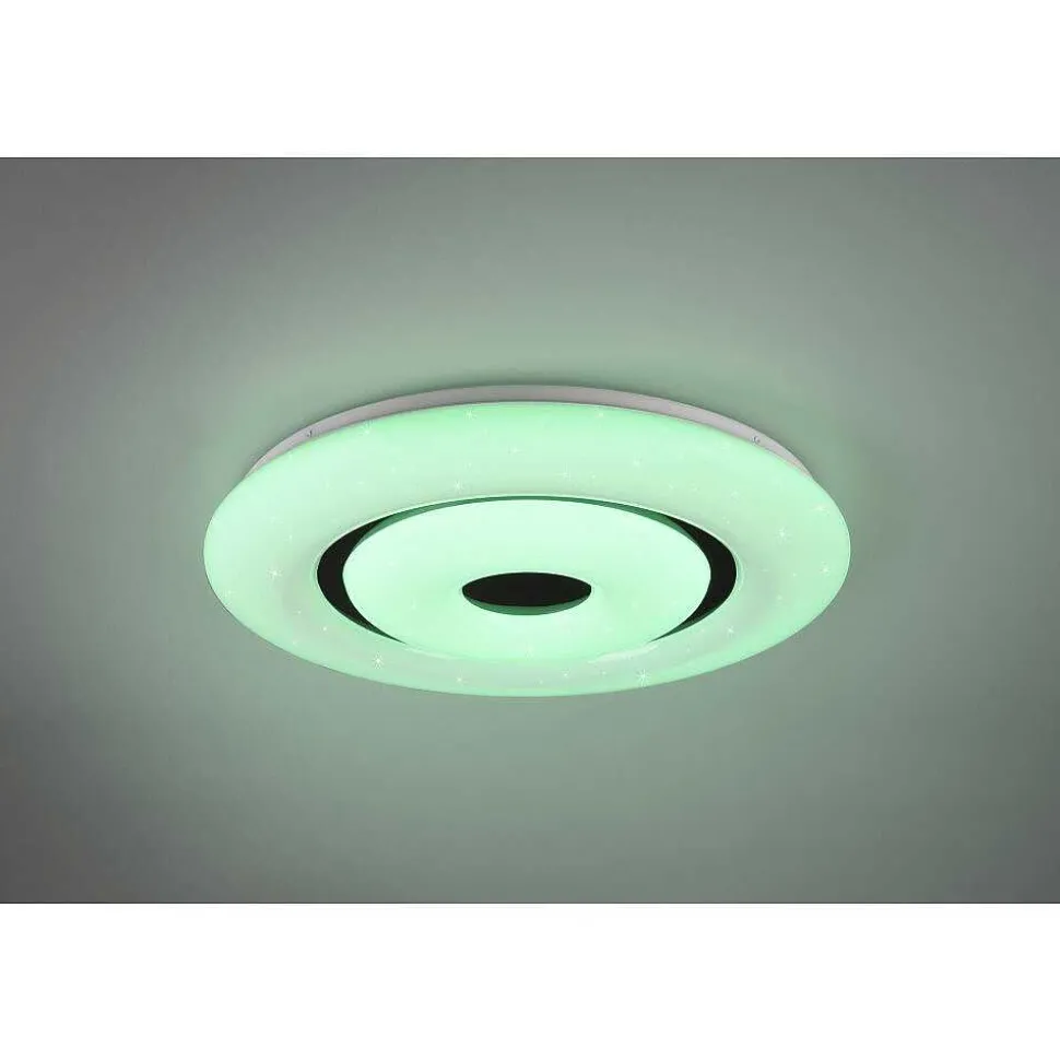 Plafonnier Reality Rana Led Noir, Blanc, 1 Lumiere, Telecommandes, Changeur De Couleurs