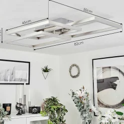 Plafonnier Relous Led Acier Inoxydable, 3 Lumieres, Telecommandes, Changeur De Couleurs