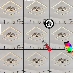 Plafonnier Relous Led Acier Inoxydable, 2 Lumieres, Telecommandes, Changeur De Couleurs