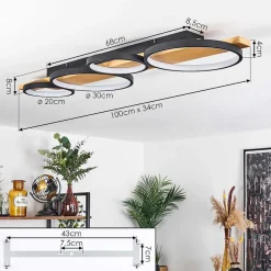 Plafonnier Rodekro Led Ecru, Noir, 1 Lumiere