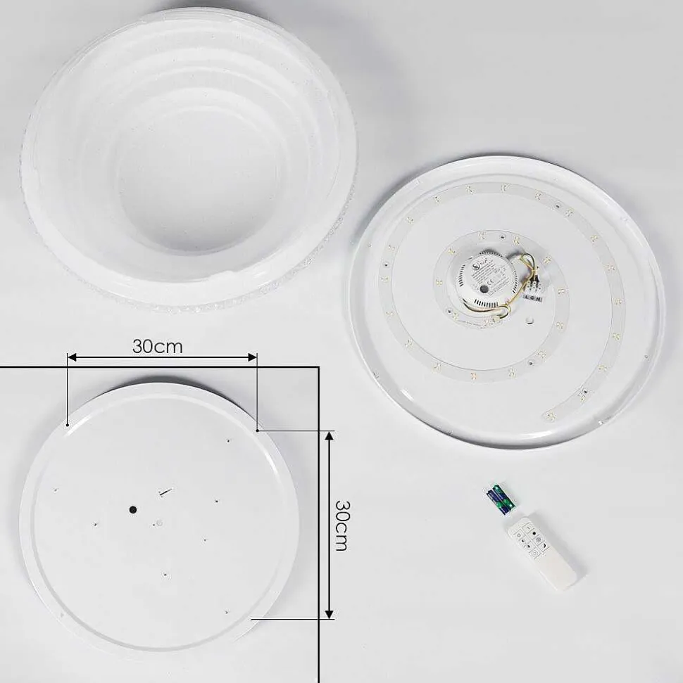 Plafonnier Roseto Led Transparent, Blanc, 1 Lumiere, Telecommandes