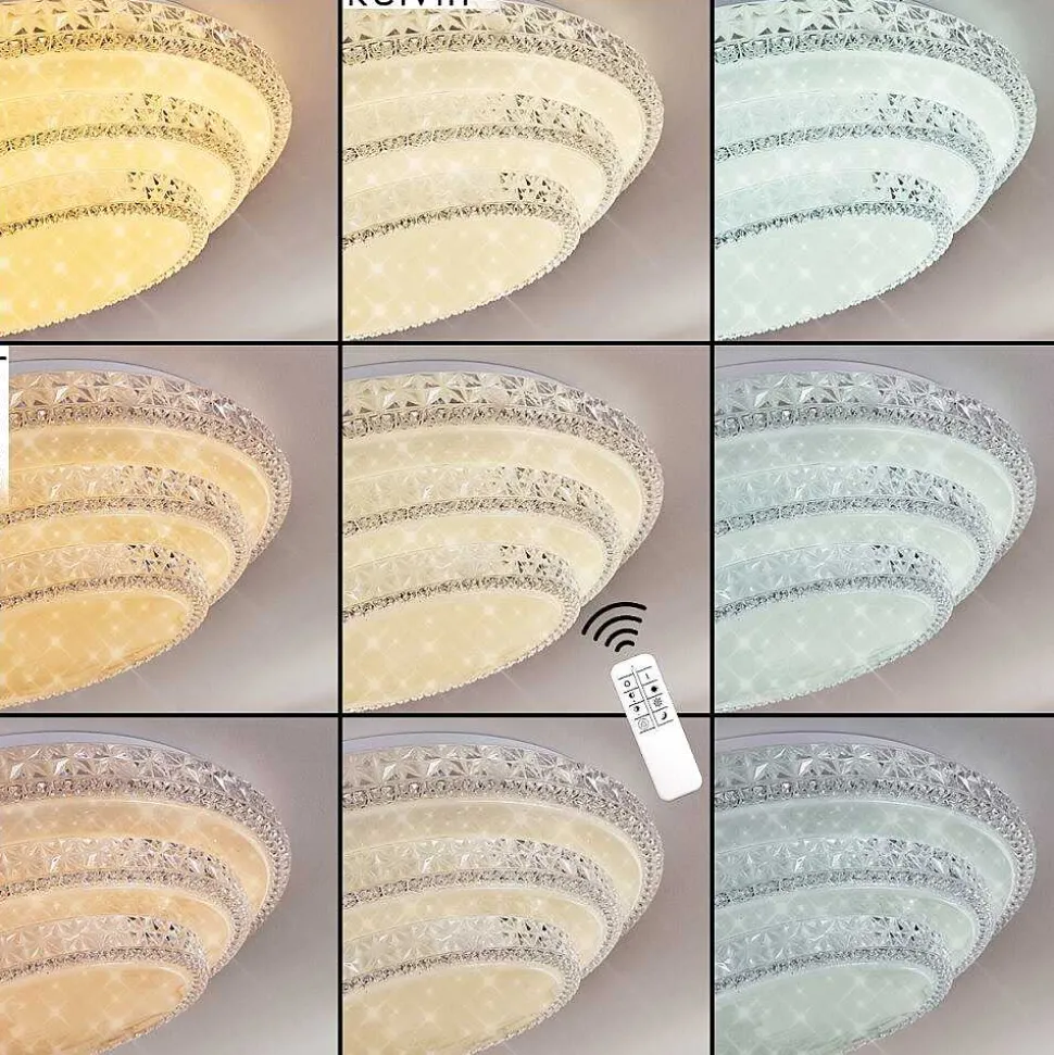 Plafonnier Roseto Led Transparent, Blanc, 1 Lumiere, Telecommandes