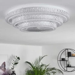 Plafonnier Roseto Led Transparent, Blanc, 1 Lumiere, Telecommandes