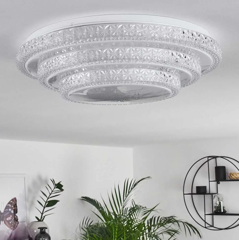 Plafonnier Roseto Led Transparent, Blanc, 1 Lumiere, Telecommandes