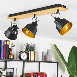 Plafonnier Safari Chrome, Ecru, Noir, 3 Lumieres