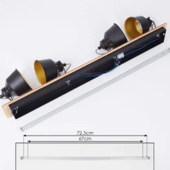 Plafonnier Safari Chrome, Ecru, Noir, 4 Lumieres