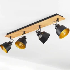 Plafonnier Safari Chrome, Ecru, Noir, 4 Lumieres