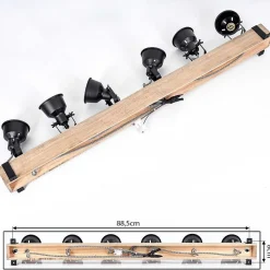 Plafonnier Safari Ecru, Noir, 6 Lumieres