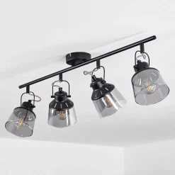 Plafonnier Safari Noir, 4 Lumieres