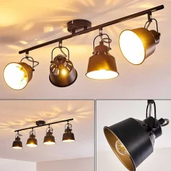 Plafonnier Safari Noir, 4 Lumieres