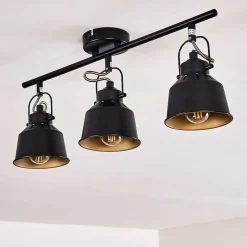 Plafonnier Safari Noir Dore, 3 Lumieres