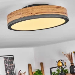 Plafonnier Salmi Led Anthracite, Brun, Couleur Bois, 1 Lumiere