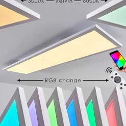 Plafonnier Salmi Led Blanc, 1 Lumiere, Telecommandes, Changeur De Couleurs